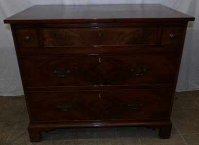 19th Century Mahogany 3/2 Drawer Chest with Fitted Desk Drawer