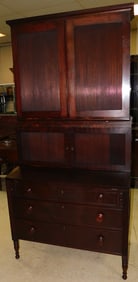 Mahogany Two Piece Sheraton Style Secretary