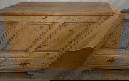 19th Century Bleached Pine & Elmwood Blanket Chest with Two Drawer Base