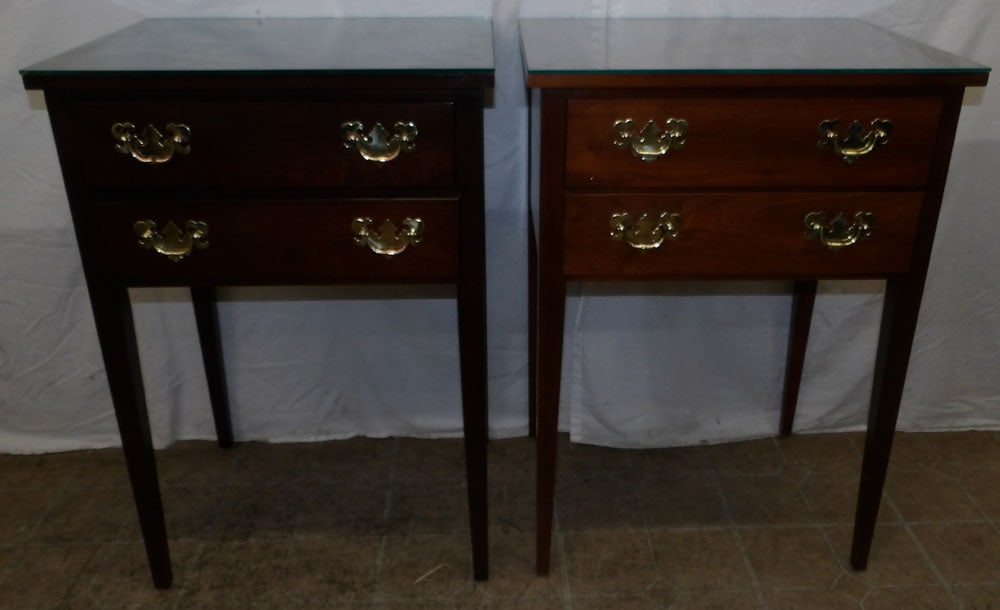 Two Benchmade Two Drawer Tapered Leg Night Stands, (One Walnut by Carocraft, One Cherry) (1 of 7)