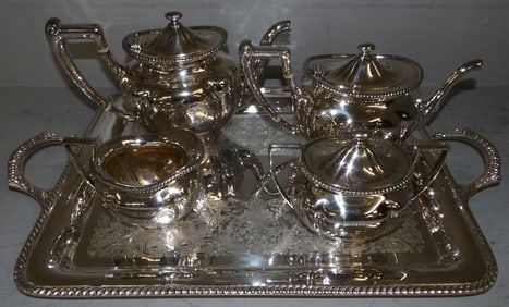 Five Piece Silverplated Tea Service by Gorham