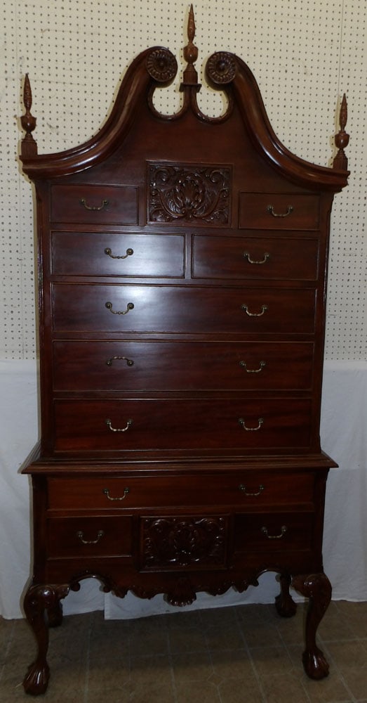Mahogany Two Piece Highboy with Ball & Claw Feet (1 of 8)