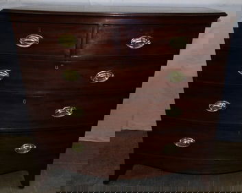 19th Century Mahogany 2/3 Drawer Bow Front Chest
