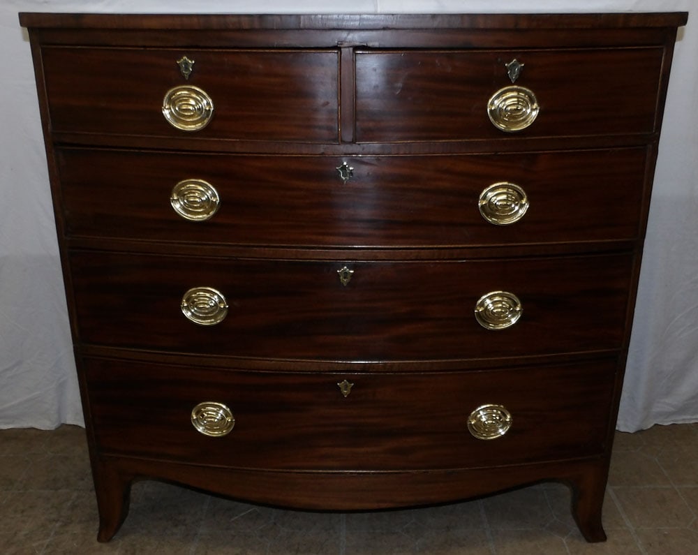 19th Century Mahogany 2/3 Drawer Bow Front Chest  (1 of 9)