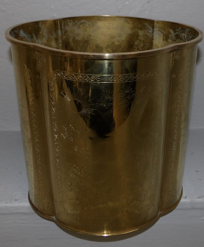 Brass Oriental Waste Basket  (1 of 6)