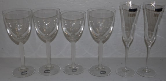 Four German Spiegelau Crystal Wines & Two Waterford Marquis Champagnes