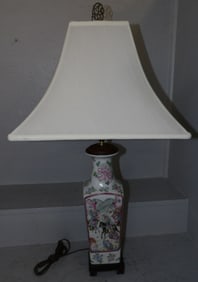 Hand Painted Oriental Porcelain Vase Made Into Lamp