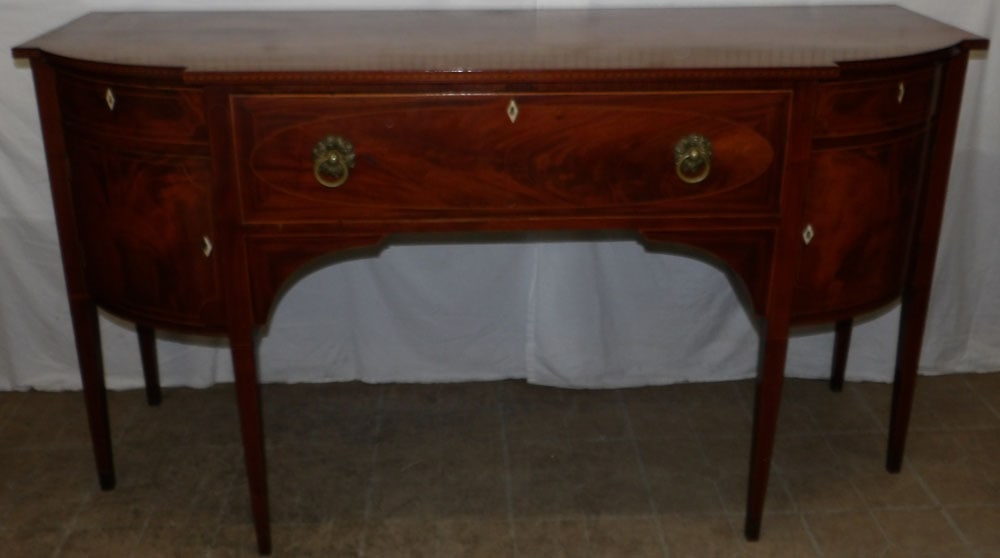 19th Century Mahogany Inlaid Sideboard with Desk Drawer Compartment  (1 of 11)