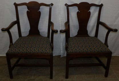Pair of 19th Century Mahogany Chippendale Arm Chairs