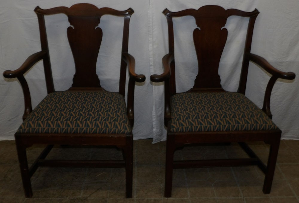 Pair of 19th Century Mahogany Chippendale Arm Chairs  (1 of 5)