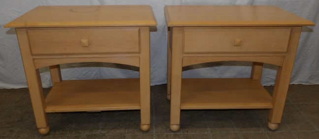 Pair of Modern Maple One Drawer Night Stands by Ethan Allen