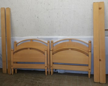Pair of Modern Maple Twin Beds by Ethan Allen