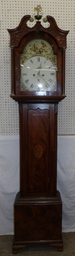 19th Century Mahogany Grandfather Clock with Painted Dial (1 of 10)