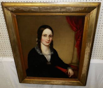 19th Century Oil on Canvas Portrait of Woman