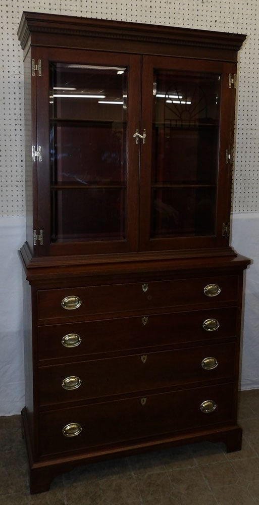 Mahogany Two Piece Glass Door Cabinet by Craftique  (1 of 8)