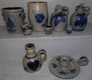 Lot of Rowe Pottery Crocks, Jugs, & Candlesticks