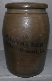 Antique Stoneware Crock E.B. Taylor, Richmond, VA
