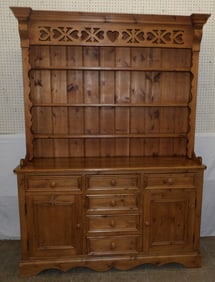 Scrub Pine Two Piece Pewter Cupboard