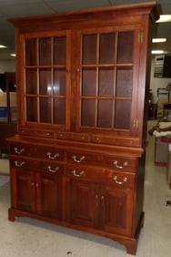 Walnut Benchmade Two Piece Glass Door Step Back Cupboard