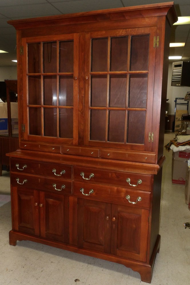 Walnut Benchmade Two Piece Glass Door Step Back Cupboard   (1 of 10)