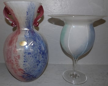 Two Art Glass Vases, (One Labeled Murano)