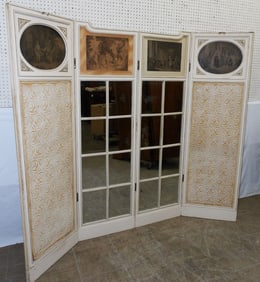 Antique Painted Wood Room Divider