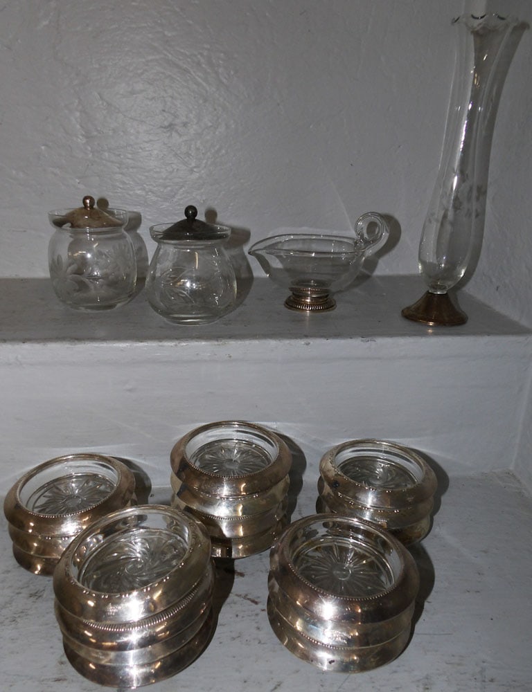 Lot of Sterling Rimmed Items : Lot of Sterling Rimmed Items . Up to 10" H 2 1/4" Dia.