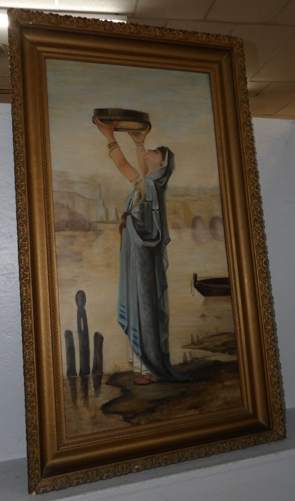 Antique Framed Oil on Canvas Portrait From the Corcoran Art Gallery by Ada Brooks, (Provenance on Ba: Antique Framed Oil on Canvas Portrait From the Corcoran Art Gallery by Ada Brooks, (Provenance on Back). 47" x 27 1/4"