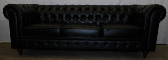 Vinyl Upholstered Chesterfield Style Sofa