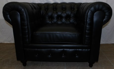 Vinyl Upholstered Chesterfield Style Chair