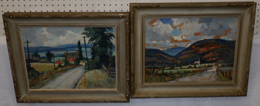 Two Framed Oil on Boards of Village Scenes  (1 of 5)