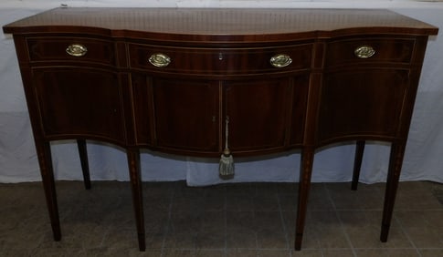 Mahogany Benchmade Inlaid Serpentine Front Sideboard