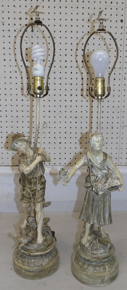 Pair of Painted Metal Figural Lamps  (1 of 7)