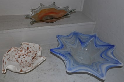 Three Art Glass Bowls