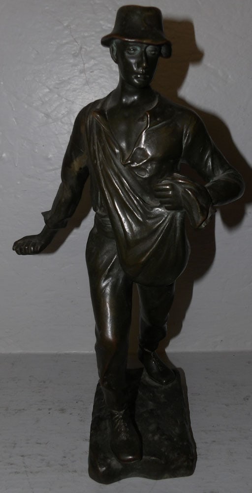 Bronze Sculpture of a Farmer Sewing Seed Signed Fec Beck, (Arm As Is) (1 of 5)