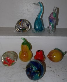 Lot of Eight Art Glass Paperweights