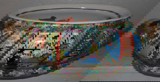 Oriental Painted Porcelain Foot Bath