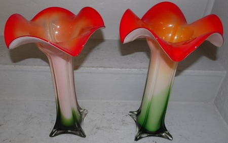 Pair of Art Glass Vases