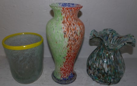 Three Art Glass Vases