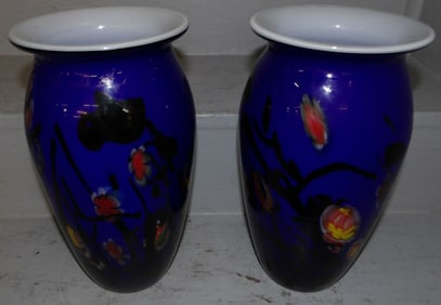 Pair of Art Glass Vases