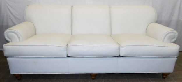 White Leather Upholstered Sofa by Ethan Allen