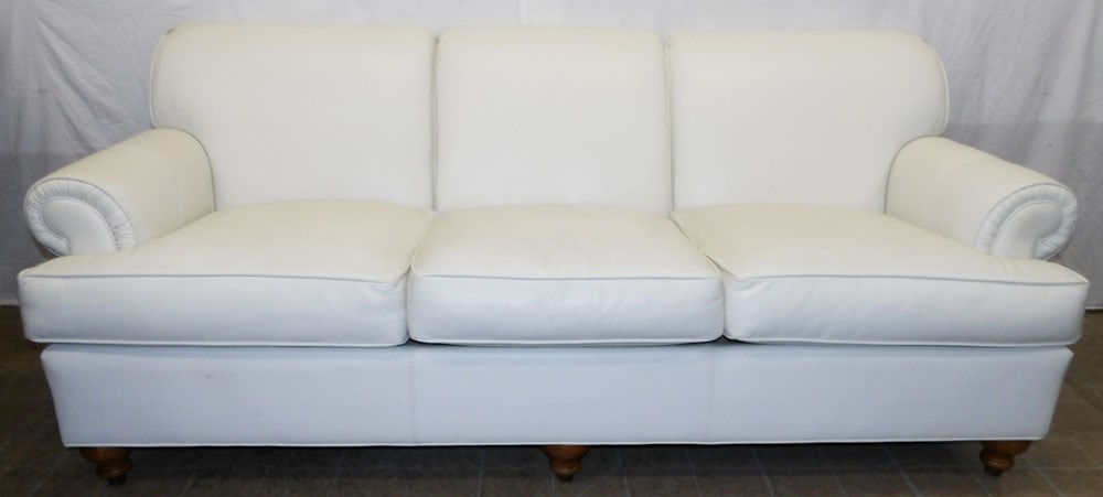 White Leather Upholstered Sofa by Ethan Allen (1 of 7)