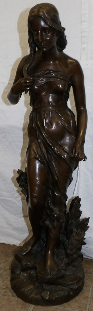 Large Bronze Sculpture of Woman Signed J. Causse: Large Bronze Sculpture of Woman Signed J. Causse. 30 3/4" H 9 1/2" W 10 1/2" D