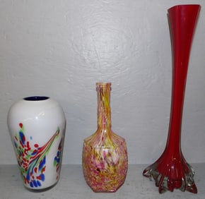 Three Art Glass Vases
