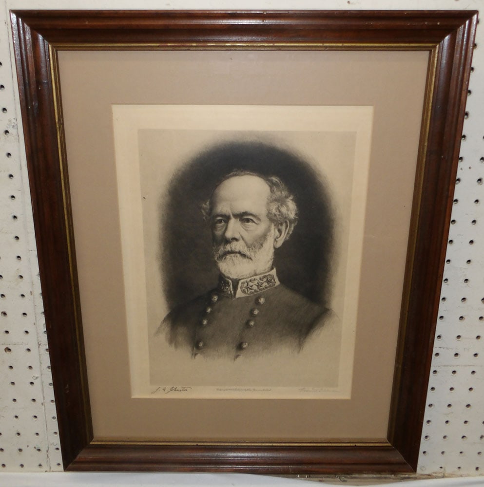 Framed Portrait Engraving of General Joseph Eggleston Johnston Pencil Signed (1 of 4)