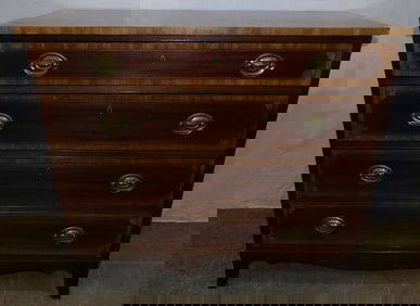 Mahogany & Satinwood Banded Four Drawer Chest