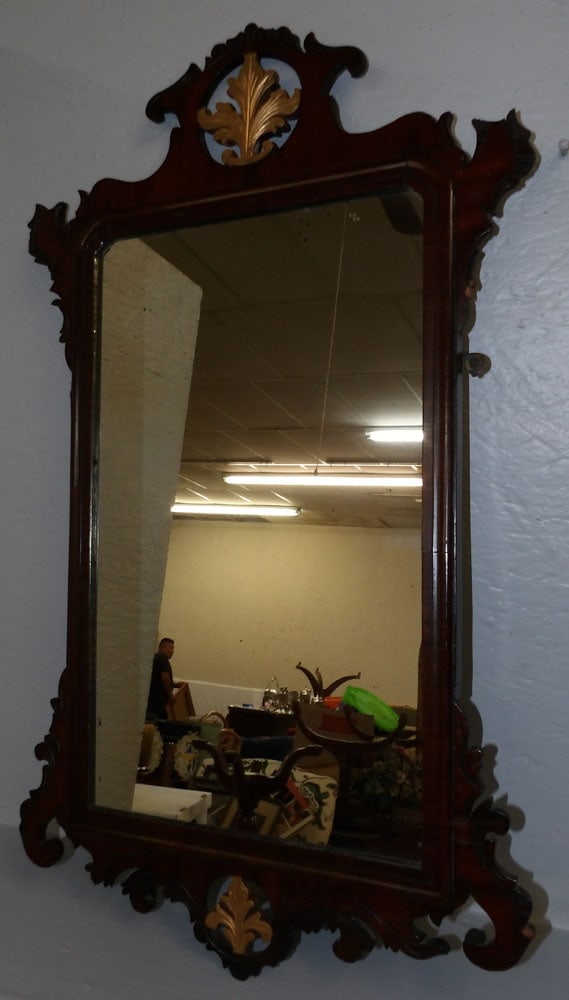 19th Century Mahogany Chippendale Framed Mirror (1 of 4)
