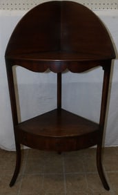 19th Century Mahogany Inlaid Corner Washstand with One Drawer
