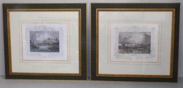 Pair of Framed & Matted Prints of Windsor Castle & Richmond Bridge