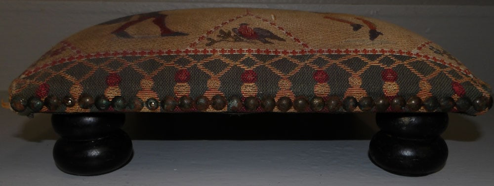 Upholstered Foot Stool with Bun Feet : Upholstered Foot Stool with Bun Feet . 4 1/2" H 14" Dia.